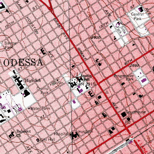 Topographic Map of Austin School, TX