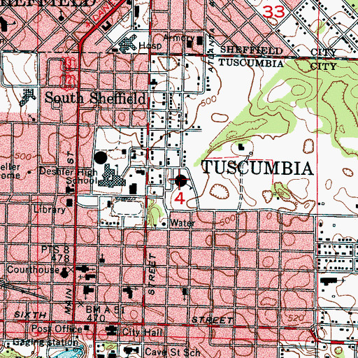 Topographic Map of Northside Elementary School, AL