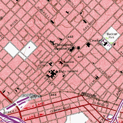 Topographic Map of Austin School, TX