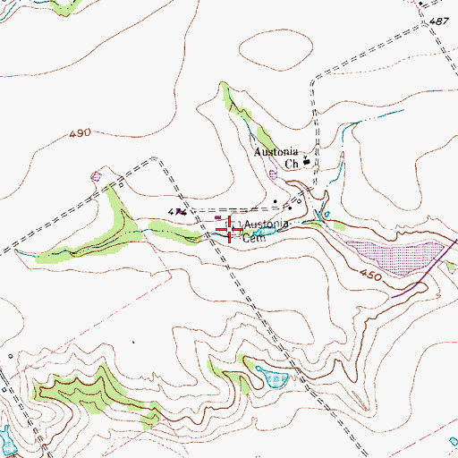 Topographic Map of Austonia Cemetery, TX