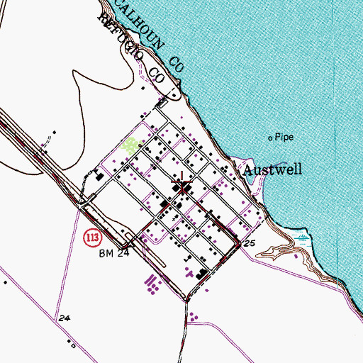 Topographic Map of Austwell, TX