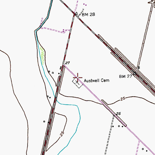 Topographic Map of Austwell Cemetery, TX