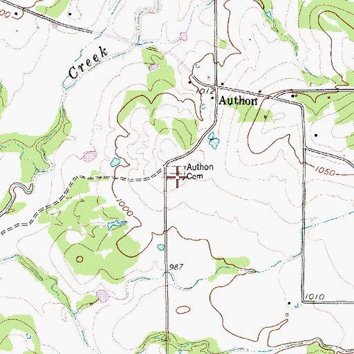 Topographic Map of Authon Cemetery, TX