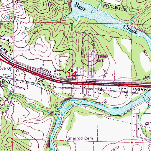 Topographic Map of Oak Grove Church (historical), AL
