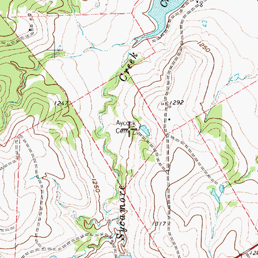 Topographic Map of Aycock Cemetery, TX