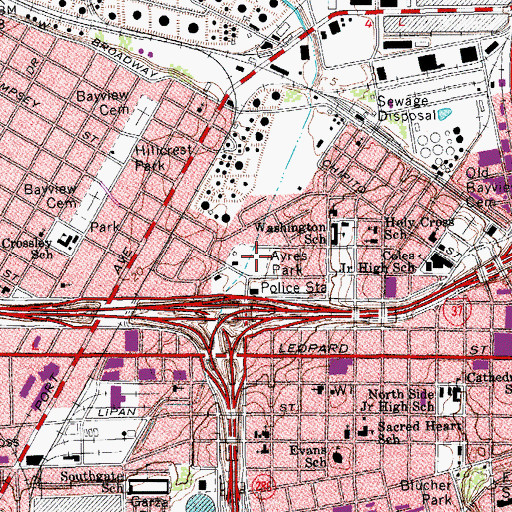Topographic Map of Ayres Park, TX