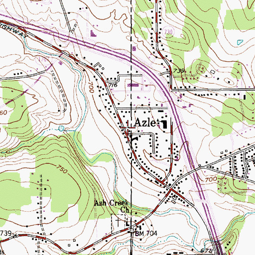 Topographic Map of Azle, TX