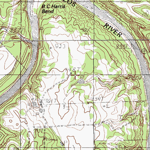 Topographic Map of B C Harris Bend, TX