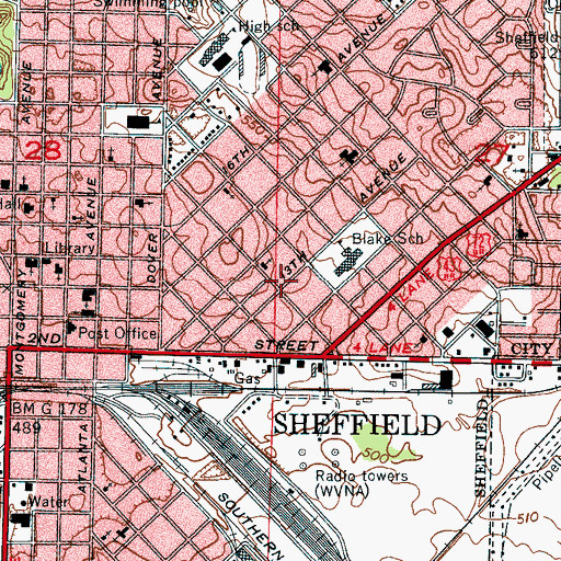 Topographic Map of Original Church of God Sanctified, AL