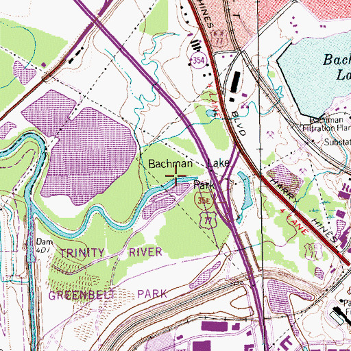 Topographic Map of Bachman Lake Park, TX