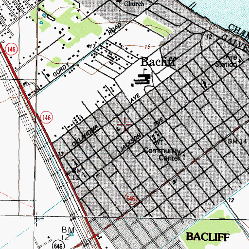 Topographic Map of Bacliff, TX