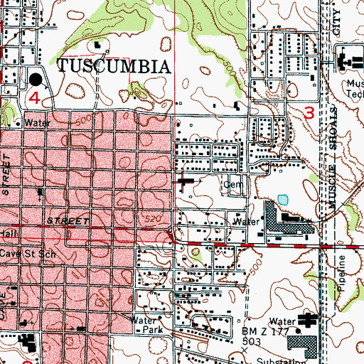 Topographic Map of Our Lady of the Shoals Catholic Church, AL