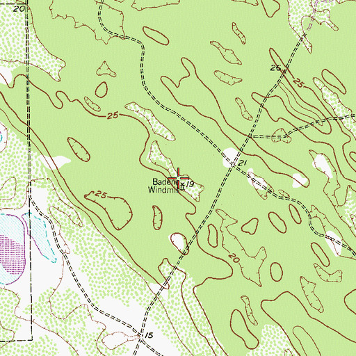 Topographic Map of Badeno Windmill, TX