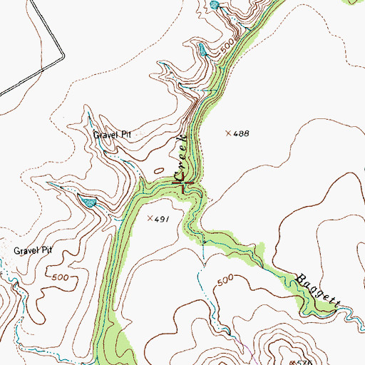 Topographic Map of Baggett Branch, TX