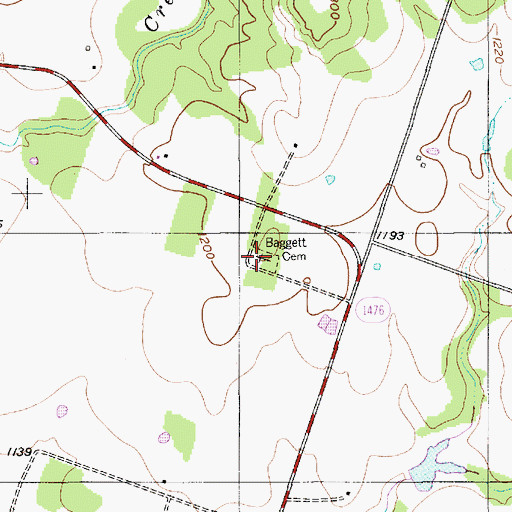 Topographic Map of Baggett Cemetery, TX
