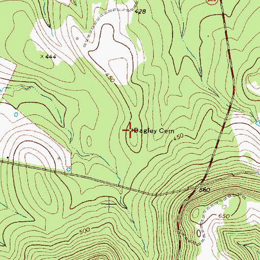 Topographic Map of Elkins - Bagley Cemetery, TX