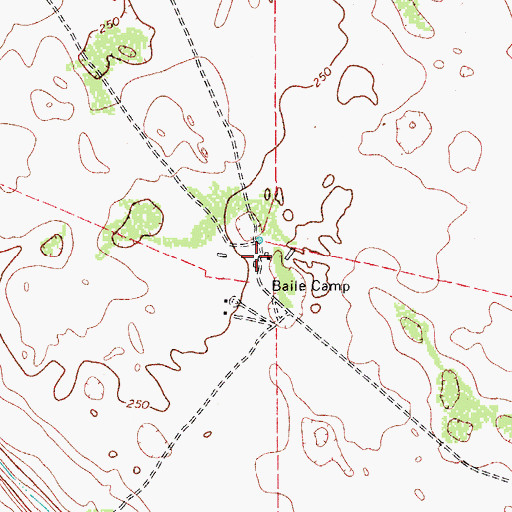 Topographic Map of Baile Camp, TX