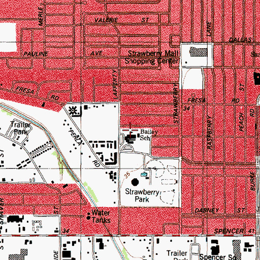 Topographic Map of Bailey School, TX