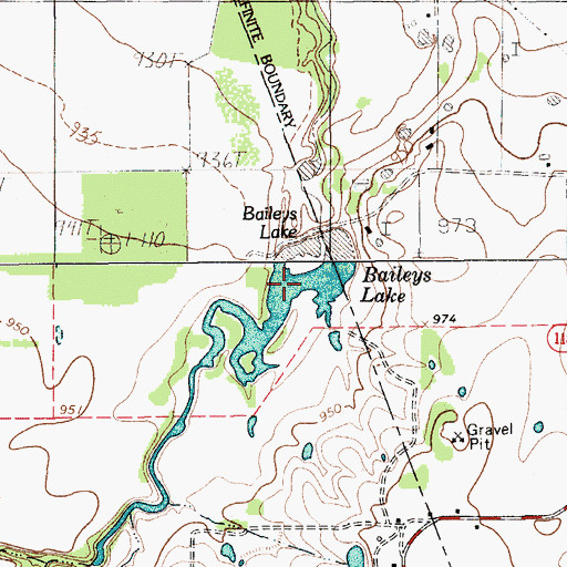 Topographic Map of Baileys Lake, TX