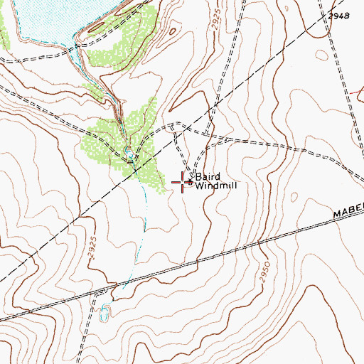 Topographic Map of Baird Windmill, TX