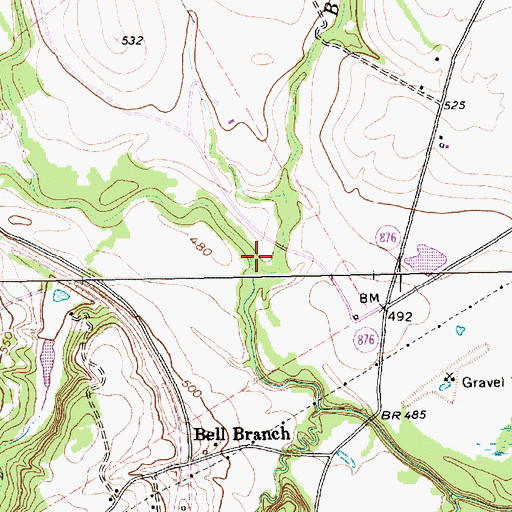 Topographic Map of Baker Branch, TX