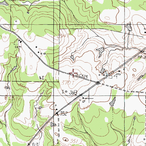 Topographic Map of Baker Cemetery, TX