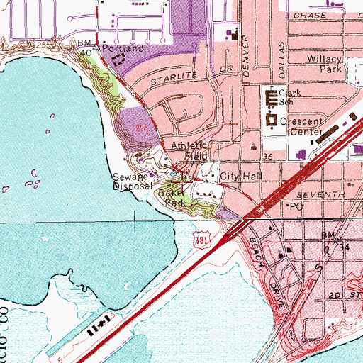 Topographic Map of Baker Park, TX
