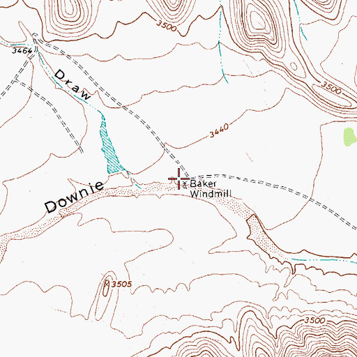 Topographic Map of Baker Windmill, TX
