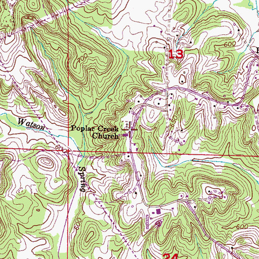 Topographic Map of Poplar Creek (historical), AL