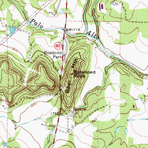 Topographic Map of Balanced Rock, TX