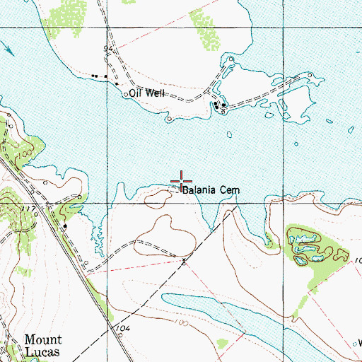 Topographic Map of Balania Cemetery, TX