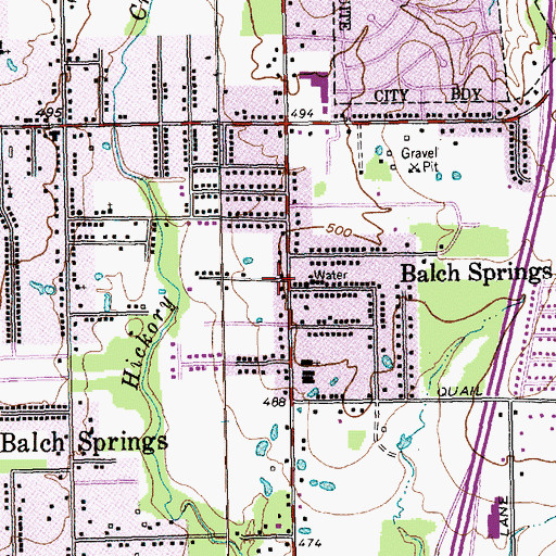 Topographic Map of Balch Springs, TX