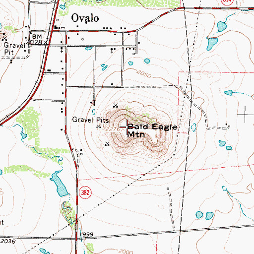 Topographic Map of Bald Eagle Mountain, TX