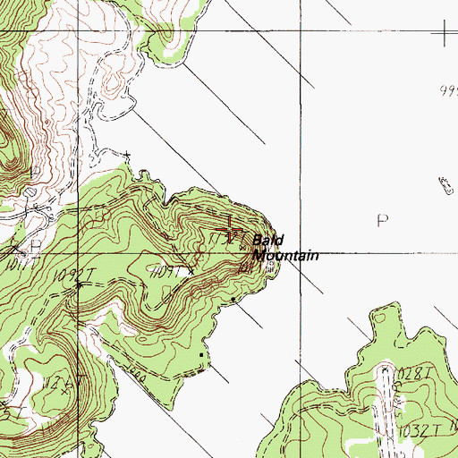 Topographic Map of Bald Mountain, TX