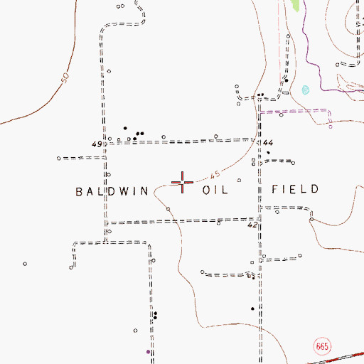 Topographic Map of Baldwin Oil Field, TX