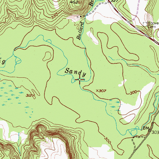 Topographic Map of Ballard Branch, TX