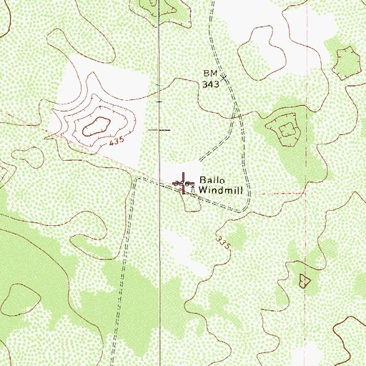 Topographic Map of Ballo Windmill, TX