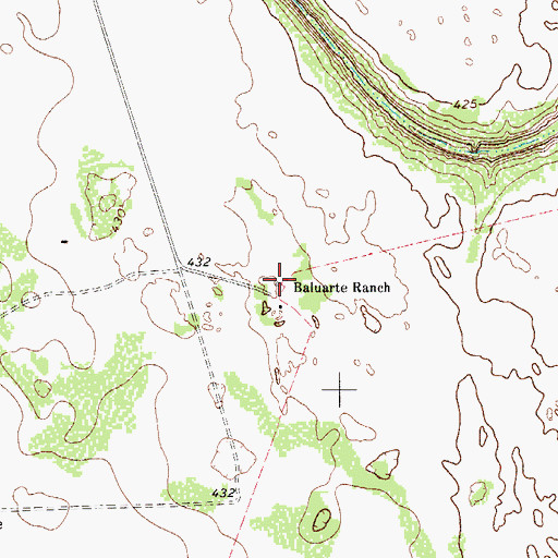 Topographic Map of Baluarte Ranch, TX