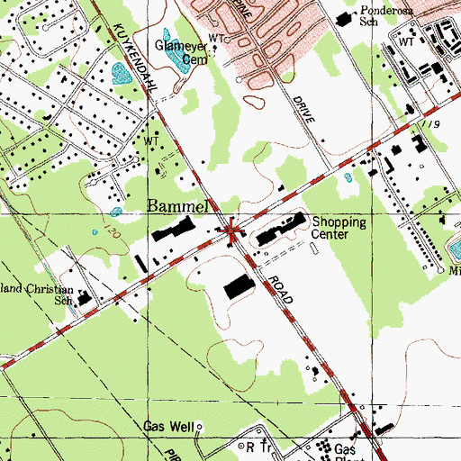 Topographic Map of Bammel, TX