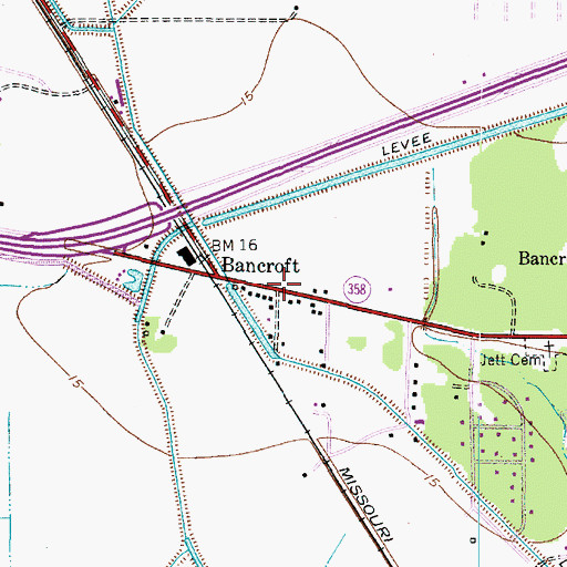 Topographic Map of Bancroft, TX