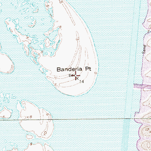 Topographic Map of Banderia Point, TX