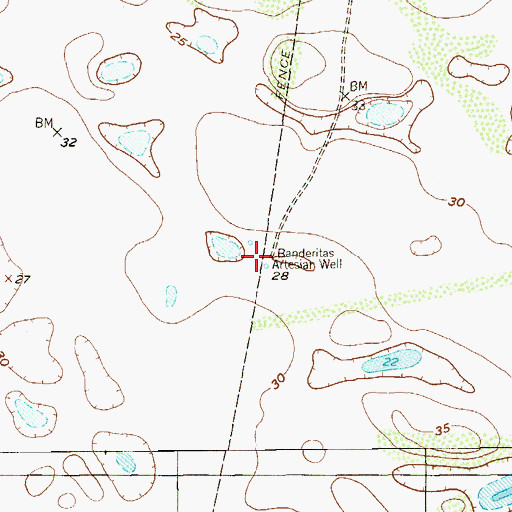 Topographic Map of Banderitas Artesian Well, TX