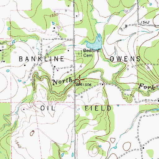 Topographic Map of Bankline Owens Oil Field, TX