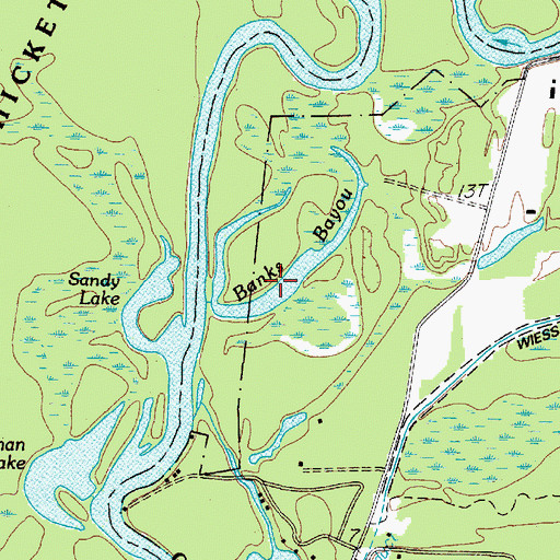 Topographic Map of Banks Bayou, TX