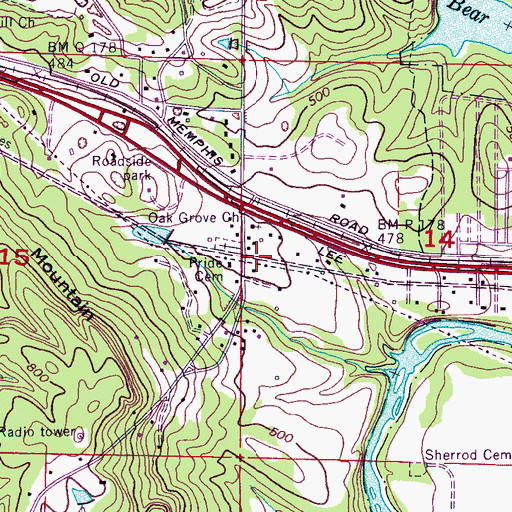 Topographic Map of Pride School (historical), AL