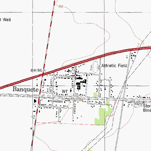 Topographic Map of Banquete, TX
