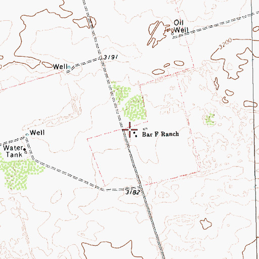 Topographic Map of Bar F Ranch, TX