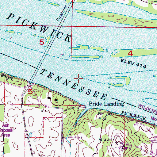 Topographic Map of Prides Ferry (historical), AL