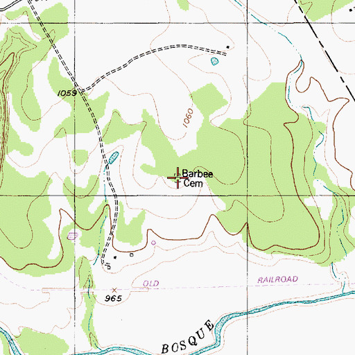 Topographic Map of Barbee Cemetery, TX