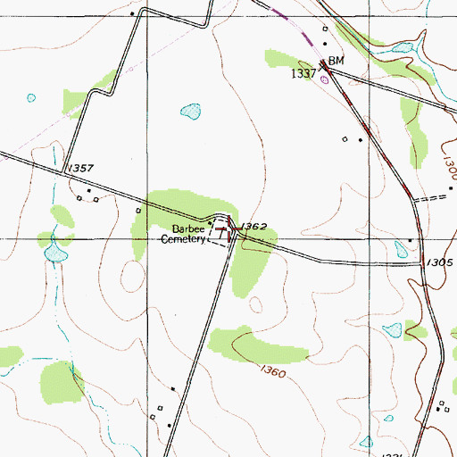Topographic Map of Barbee Cemetery, TX